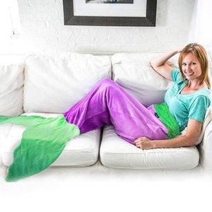 Mermaid fish tail blanket purple and green - NWT